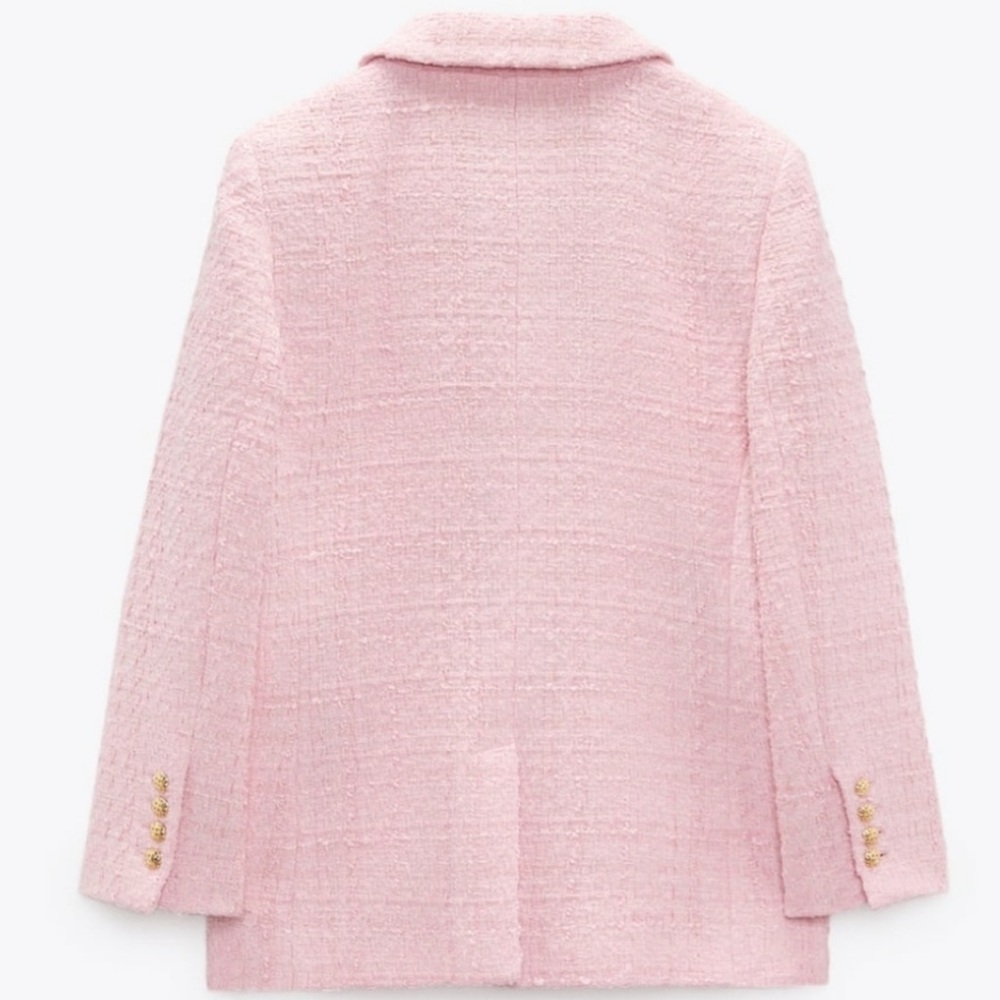 Zara Tweed Pink Blazer Jacket Sz Small - Picture 2 of 9
